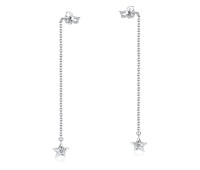 Star Designed CZ Stone With Chain Drop Earring Stud STS-5551